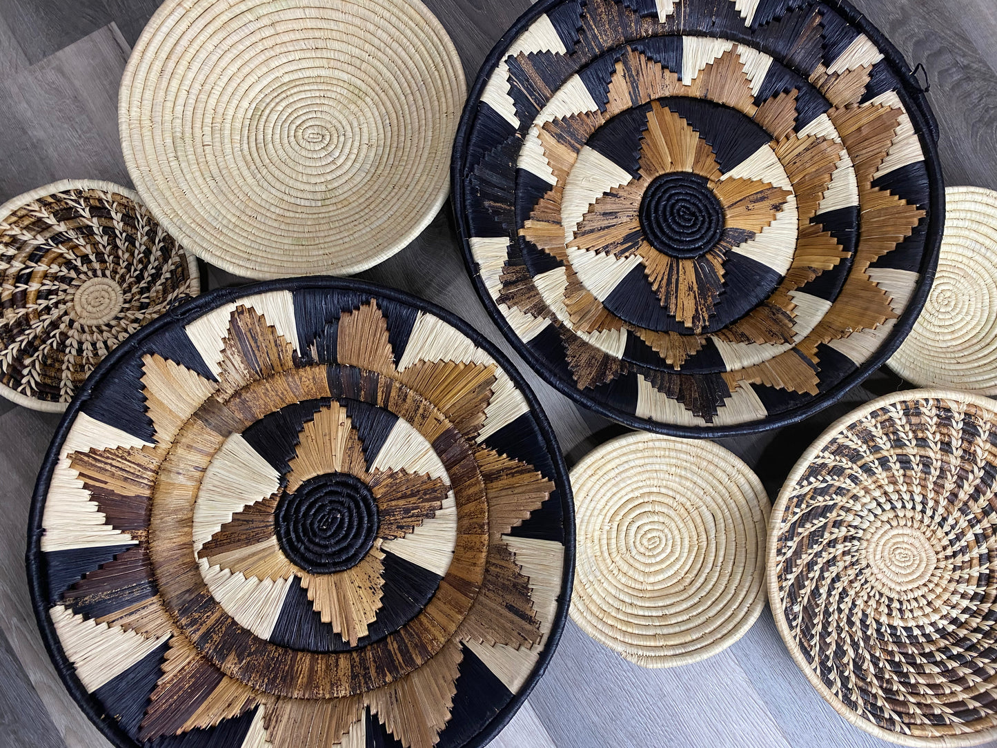 Moon’s Assorted  African Baskets 7.5”-12” Wall Baskets Set, Wall hanging decor, African wall basket 2