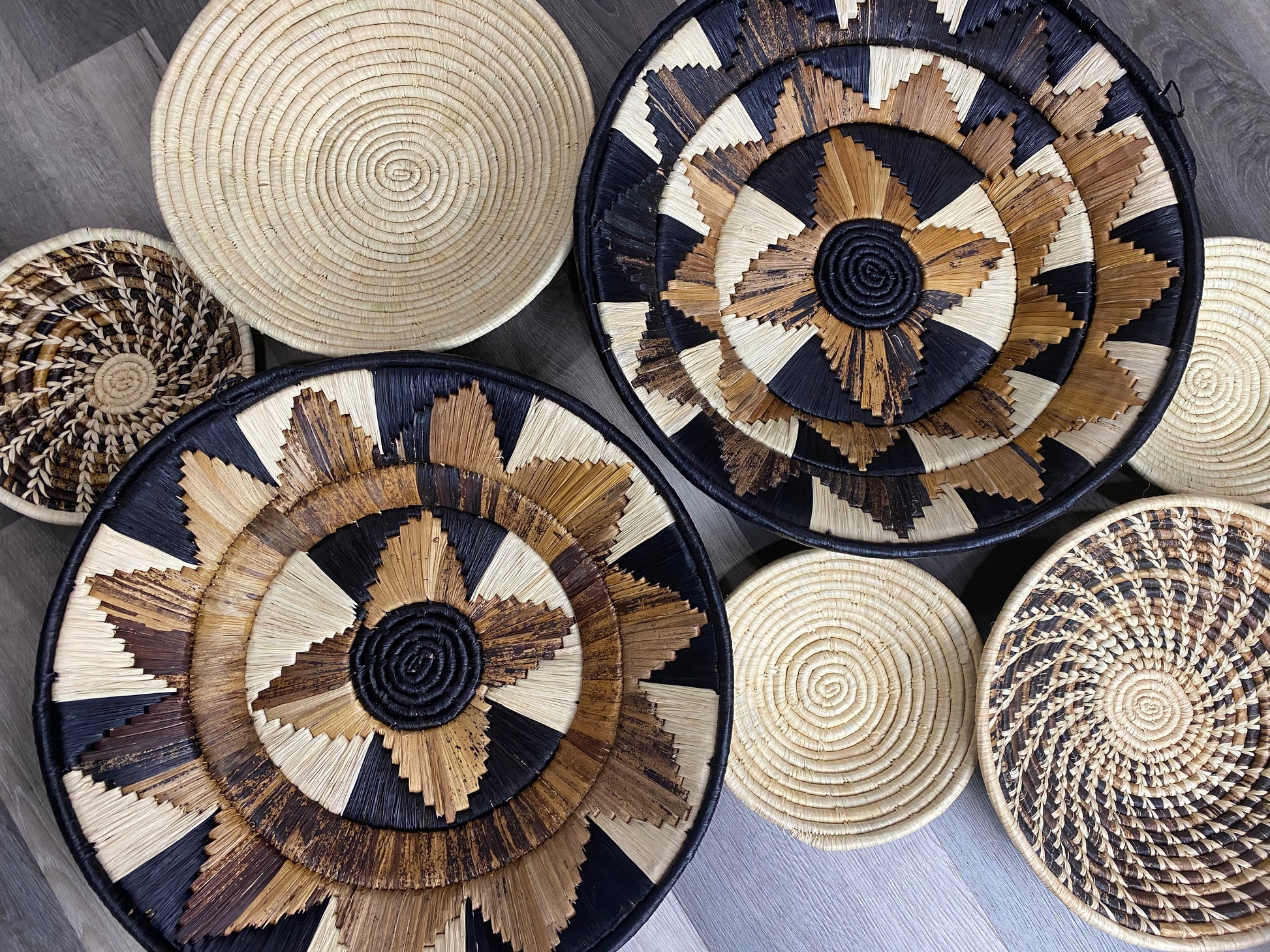 Moon’s Assorted  African Baskets 7.5”-12” Wall Baskets Set, Wall hanging decor, African wall basket 2