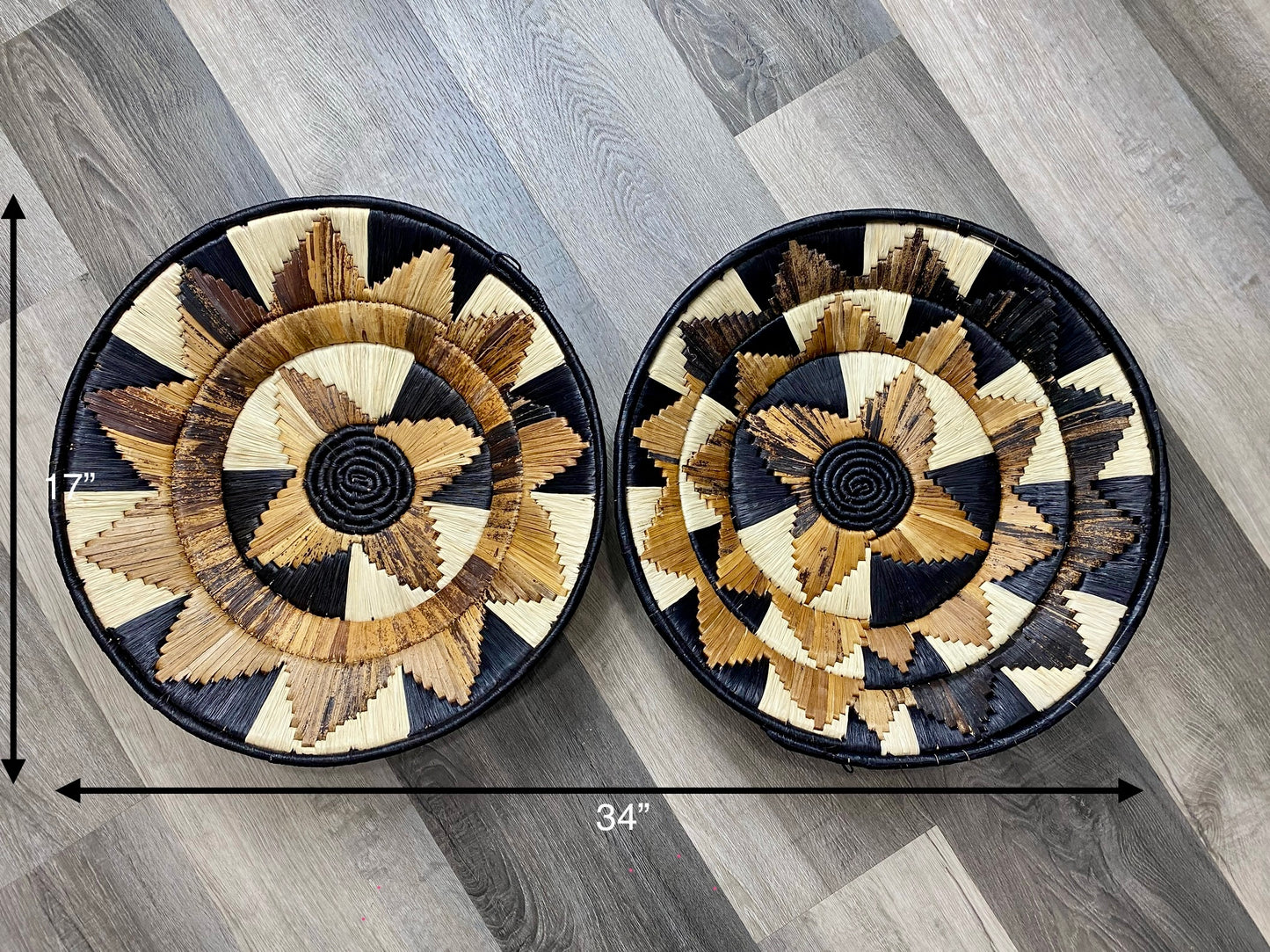 Moon’s Assorted Set of 2 Large African Baskets 17” Wall Baskets Set, Wall hanging decor, African wall basket, Boho wall art 2