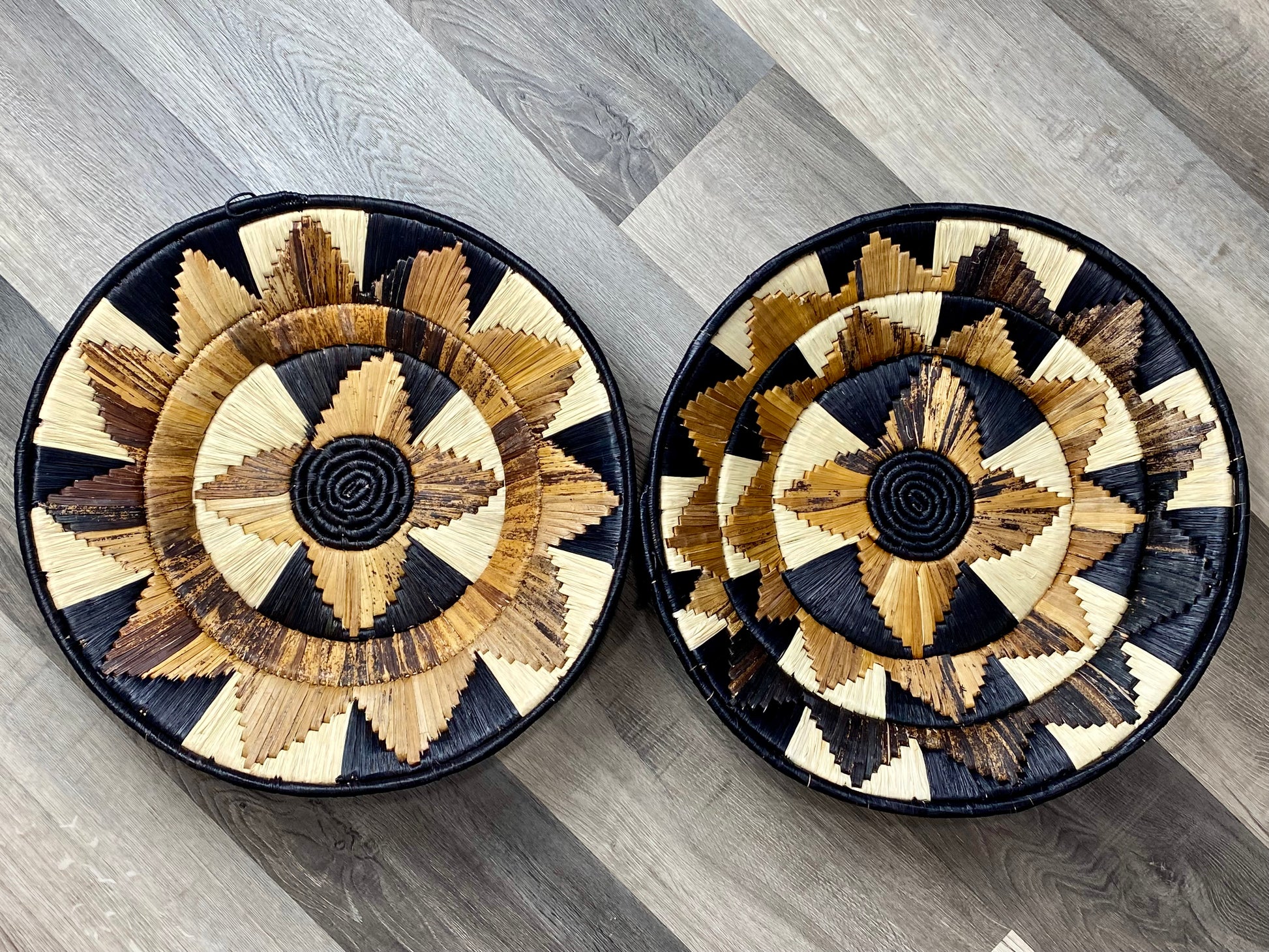 Moon’s Assorted Set of 2 Large African Baskets 17” Wall Baskets Set, Wall hanging decor, African wall basket, Boho wall art 1