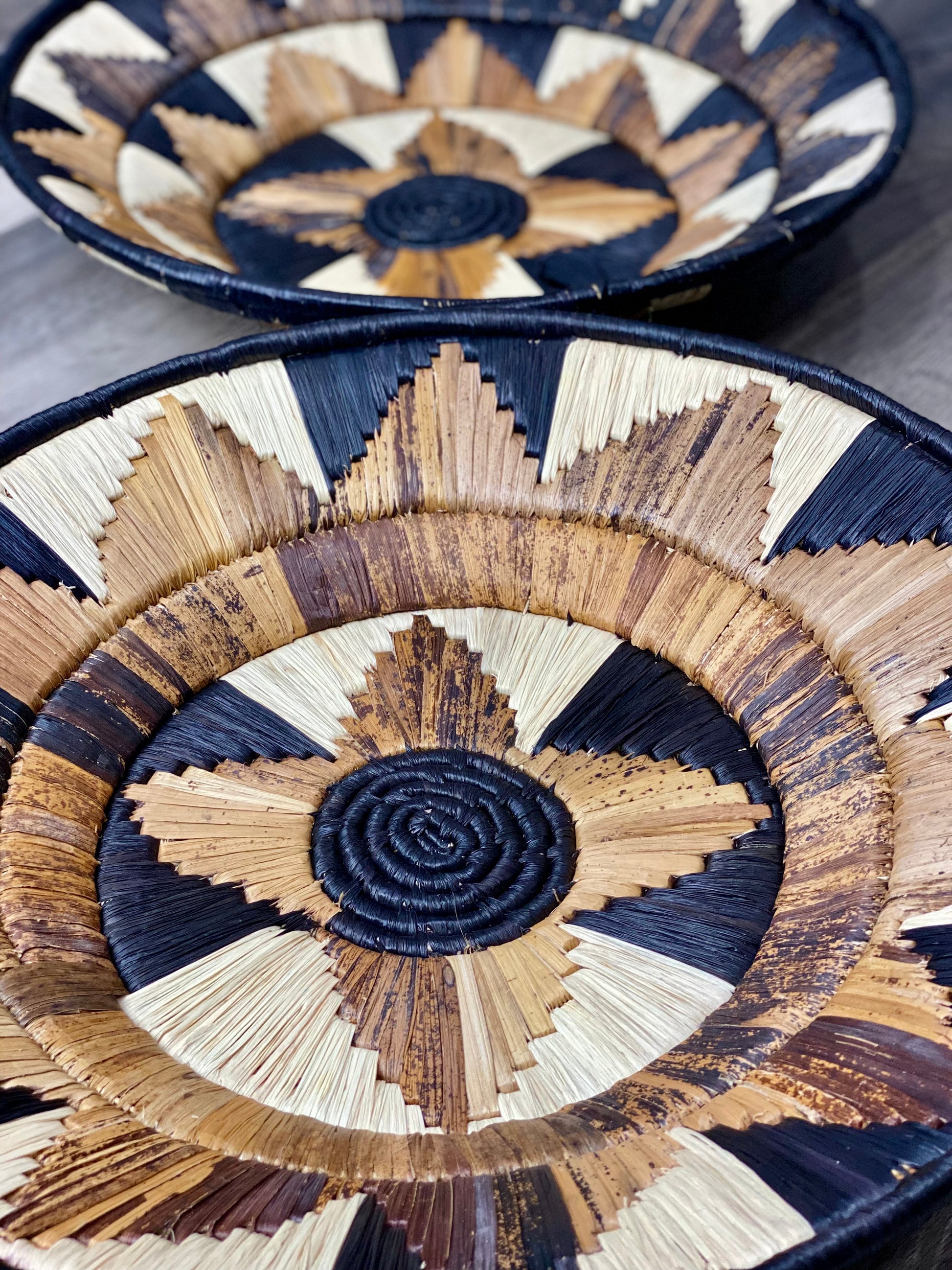 Moon’s Assorted Set of 2 Large African Baskets 17” Wall Baskets Set, Wall hanging decor, African wall basket, Boho wall art 3