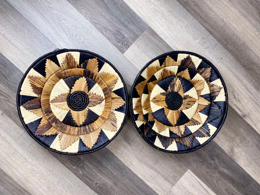 Moon’s Assorted Set of 2 Large African Baskets 17” Wall Baskets Set, Wall hanging decor, African wall basket, Boho wall art