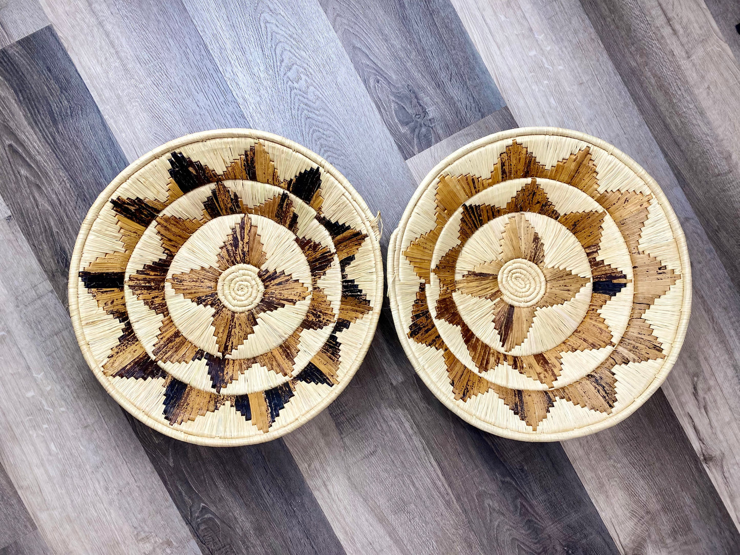 Moon’s Assorted Set of 2 Large African Baskets 17” Wall Baskets Set, Wall hanging decor, African wall basket, Boho wall art