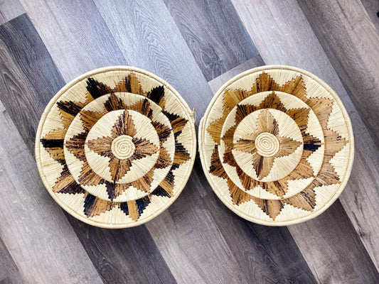 Moon’s Assorted Set of 2 Large African Baskets 17” Wall Baskets Set, Wall hanging decor, African wall basket, Boho wall art