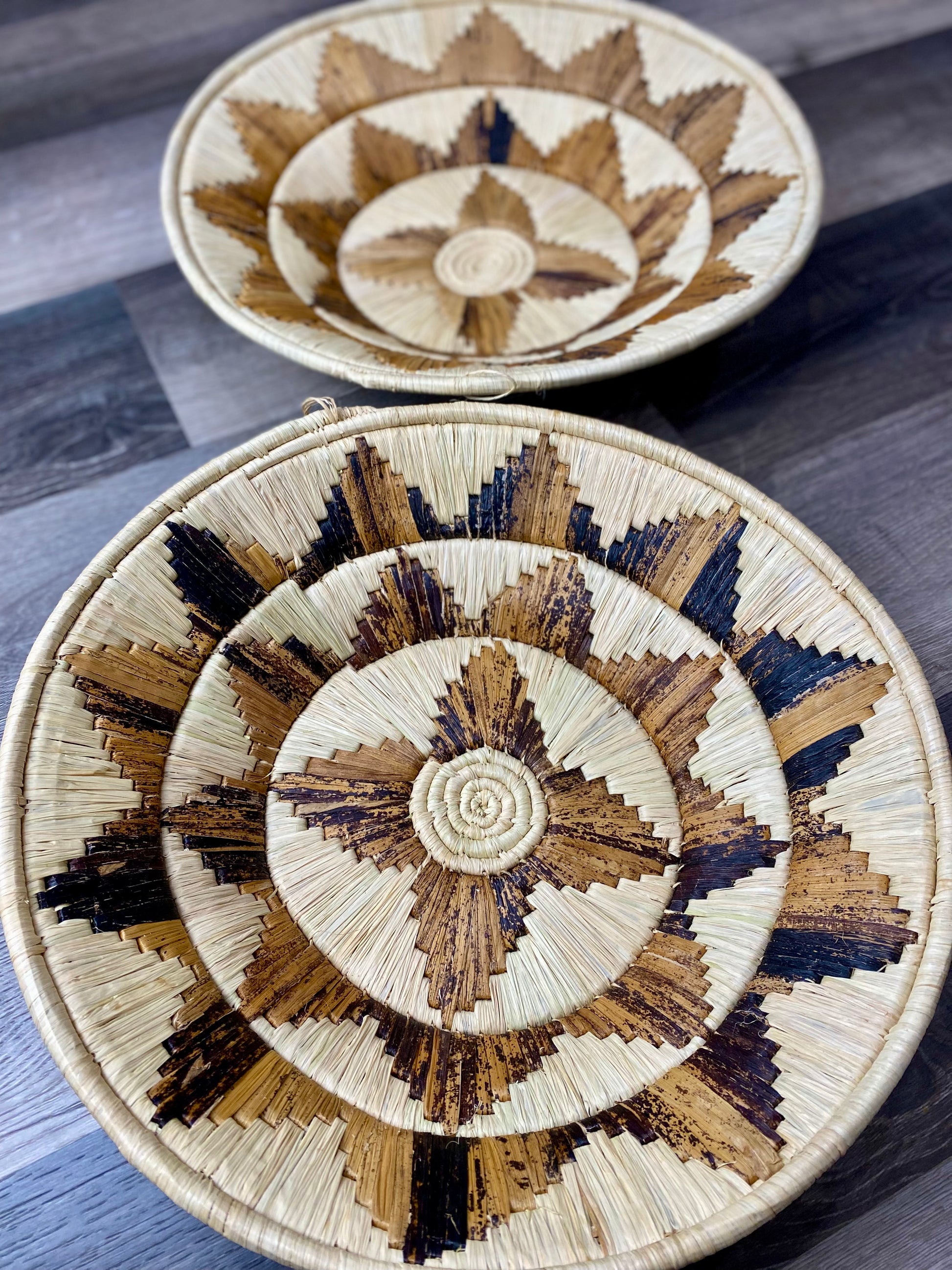 Moon’s Assorted Set of 2 Large African Baskets 17” Wall Baskets Set, Wall hanging decor, African wall basket, Boho wall art 1