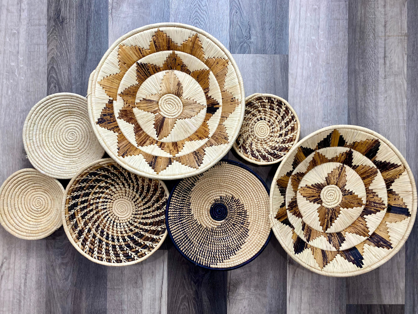 Moon’s Assorted Set of 7 XXL African Wall Baskets 50-31 cm, Wall Baskets Set, Wall hanging decor, Boho wall art 2