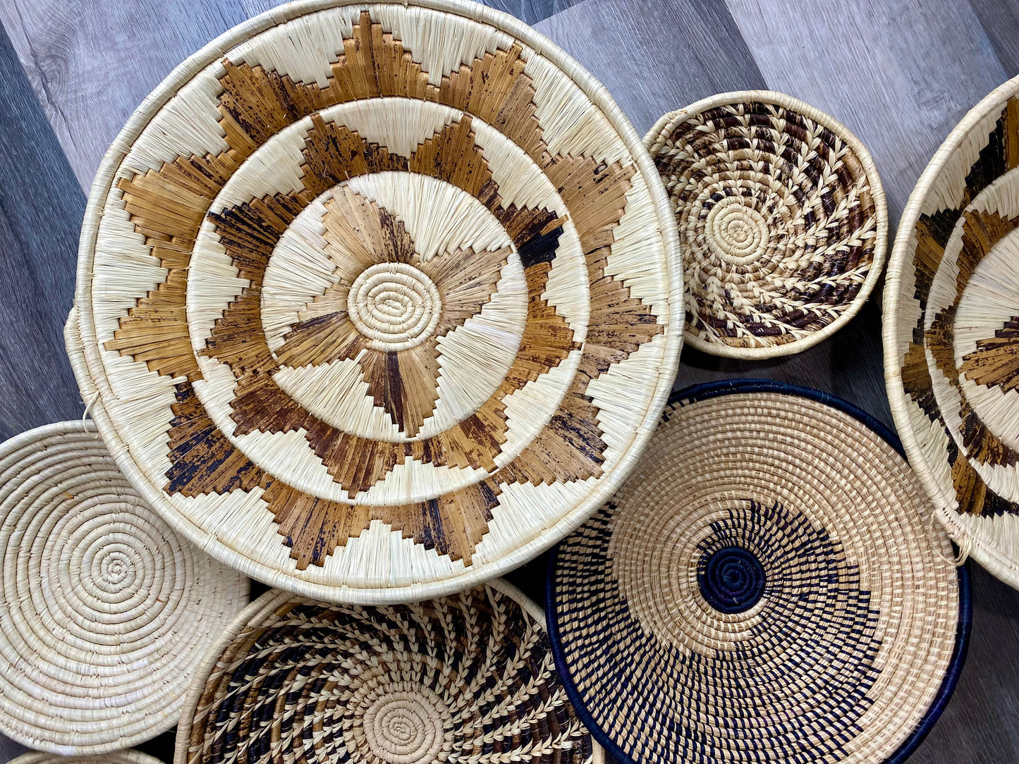 Moon’s Assorted Set of 7 XXL African Wall Baskets 50-31 cm, Wall Baskets Set, Wall hanging decor, Boho wall art 5