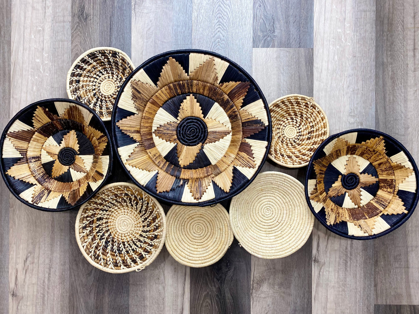 Moon’s Assorted Set of 8 African Baskets 7.5”-16” Wall Baskets Set, Wall hanging decor, African wall basket, Boho wall art 2