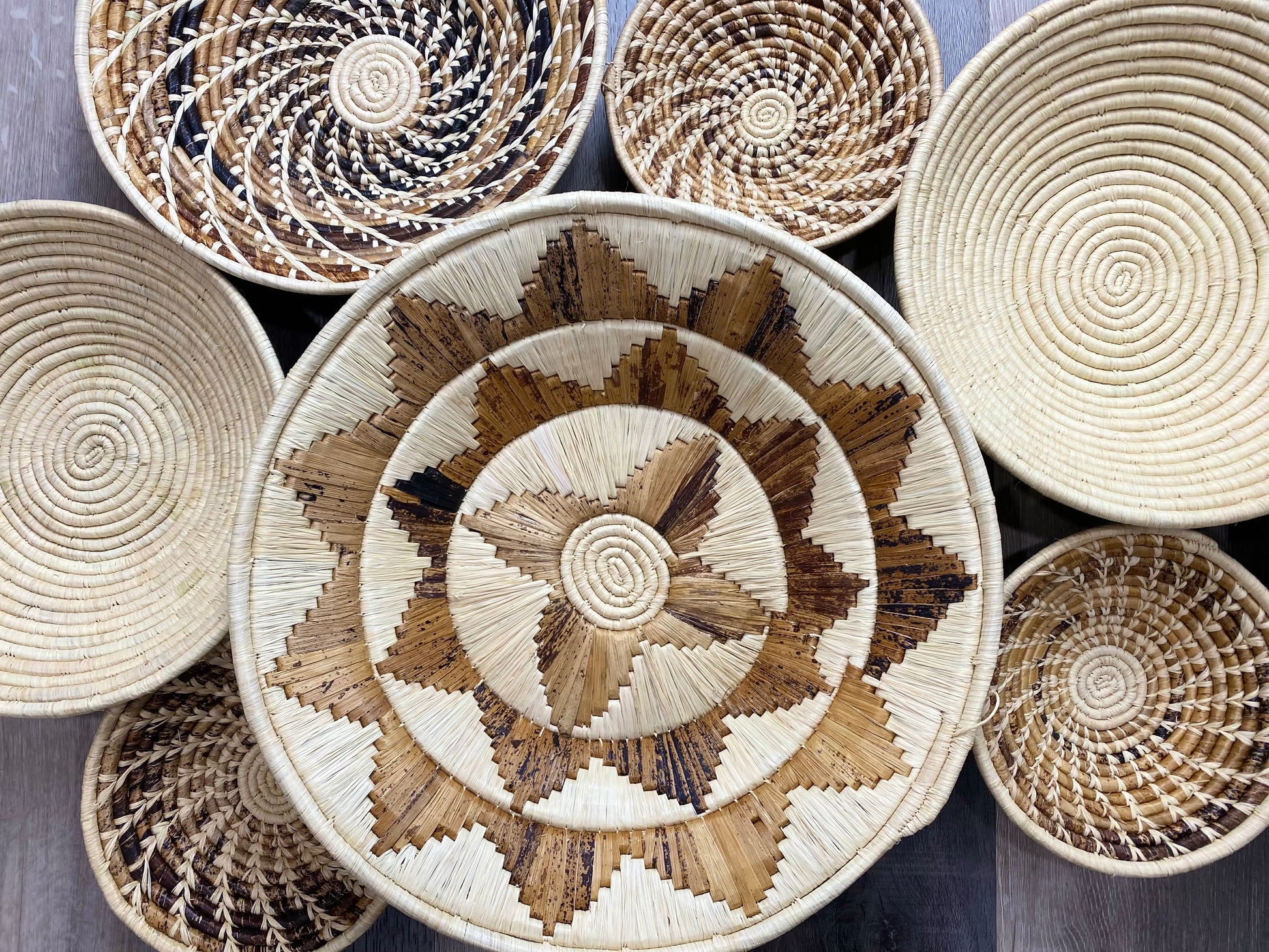 Moon’s Assorted Set of 8 African Baskets 7.5”-16” Wall Baskets Set, Wall hanging decor, African wall basket, Boho wall art 5