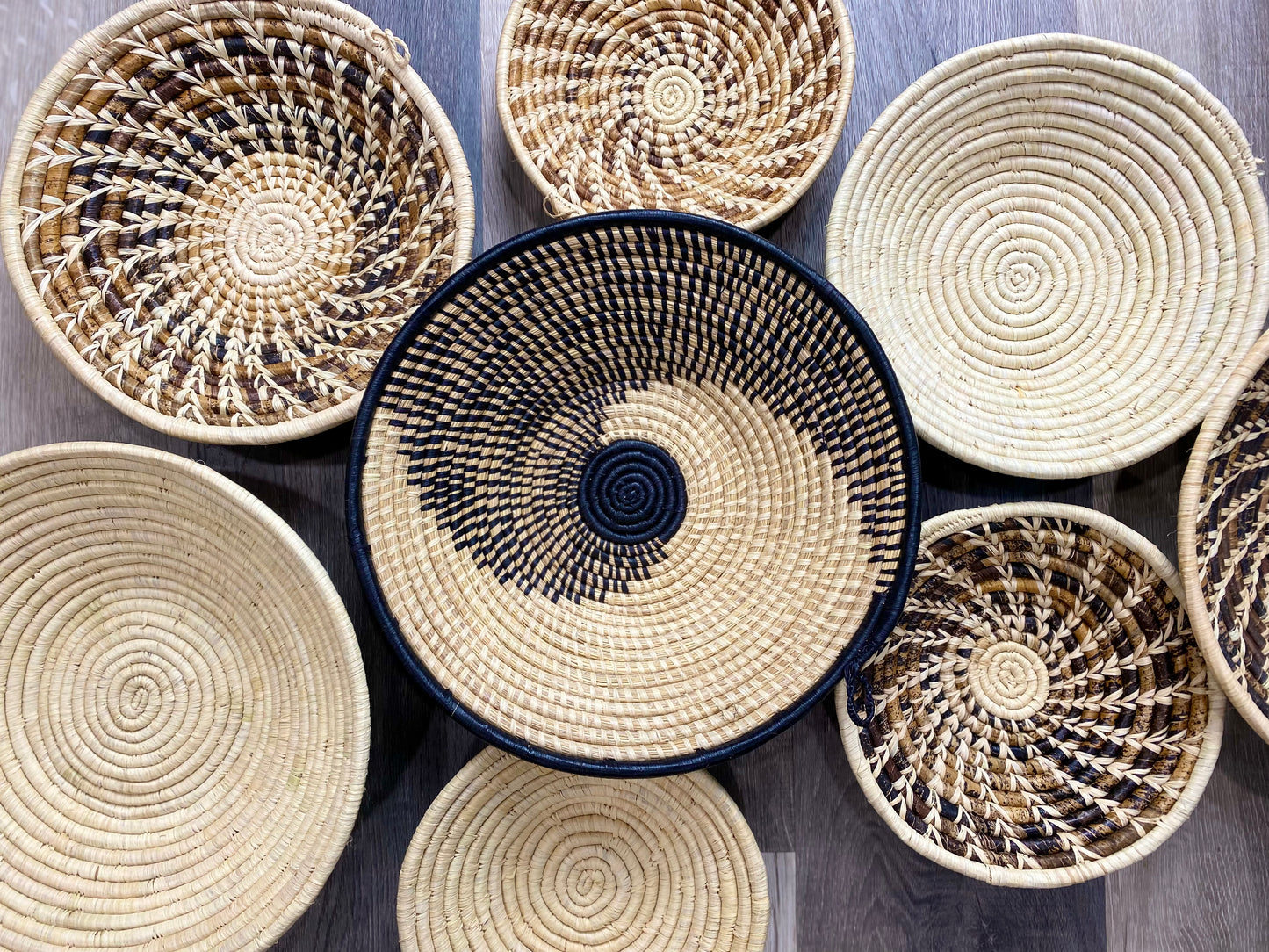 Moon’s Assorted Set of 8 African Baskets 7.5”-12” Wall Baskets Set, Wall hanging decor, African wall basket, Boho wall art 4