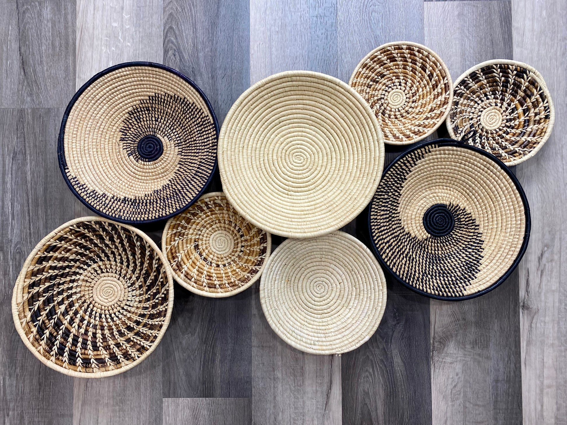 Moon’s Set of 8 African Baskets 7.5”-12” Wall Baskets Set, Wall hanging decor, African wall basket, Boho wall art 1