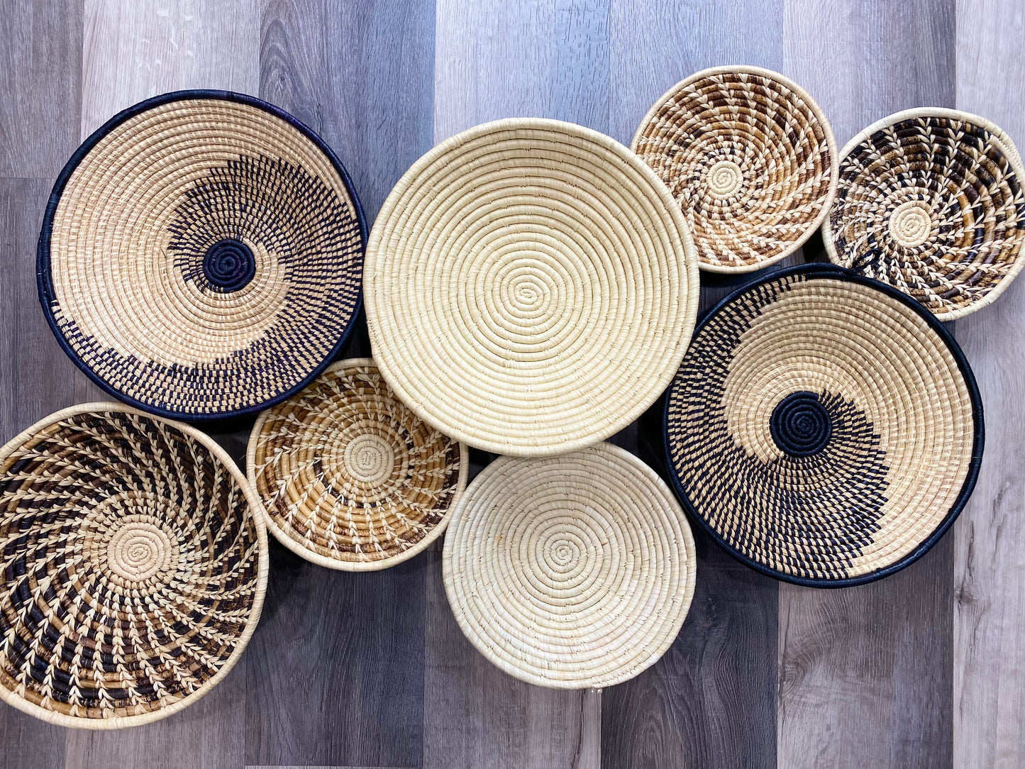 Moon’s Set of 8 African Baskets 7.5”-12” Wall Baskets Set, Wall hanging decor, African wall basket, Boho wall art 2