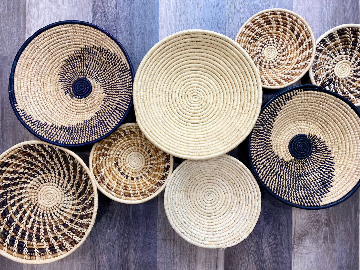 Moon’s Set of 8 African Baskets 7.5”-12” Wall Baskets Set, Wall hanging decor, African wall basket, Boho wall art 3