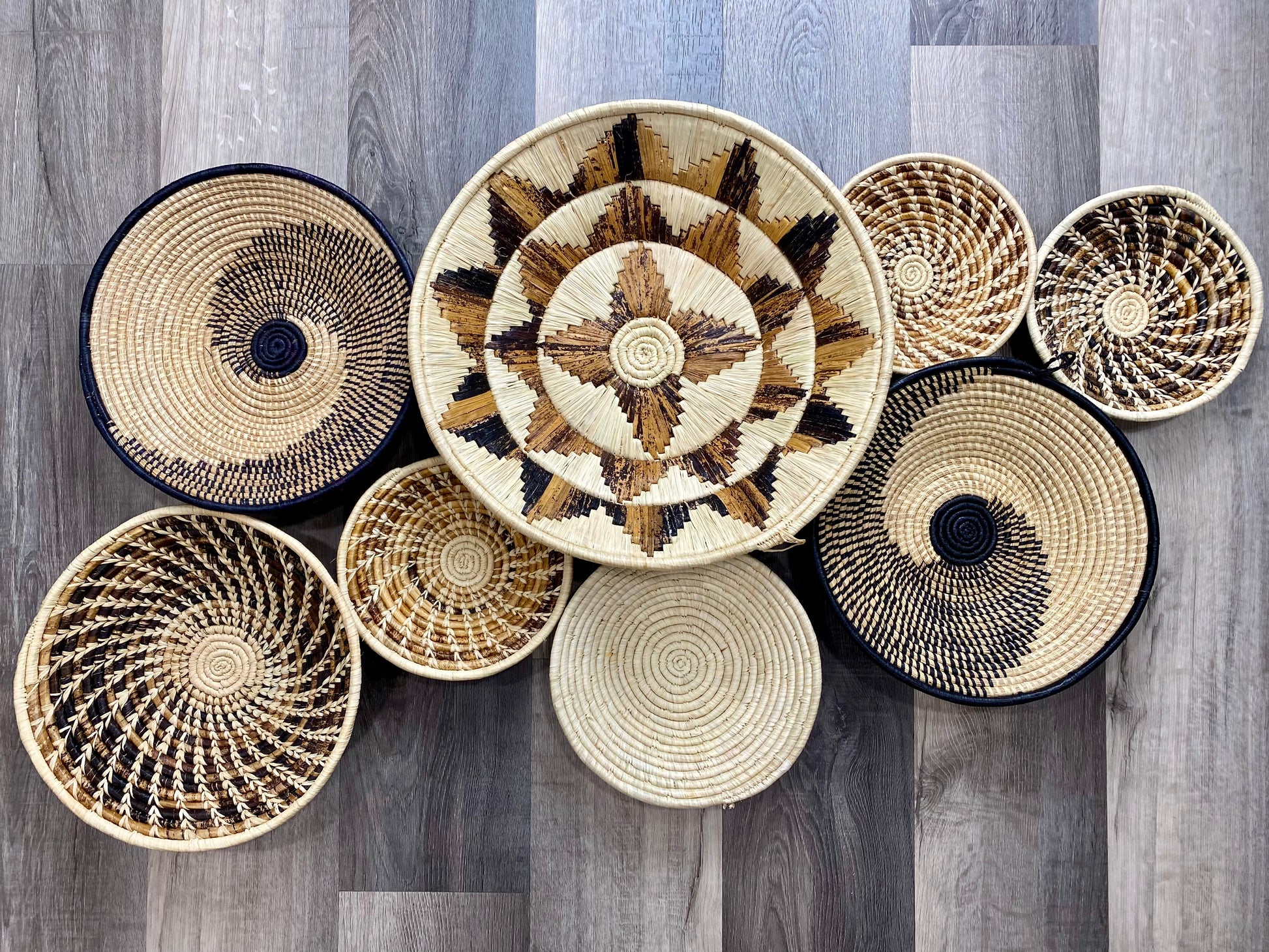 Moon’s Set of 8 African Baskets 7.5”-16” Wall Baskets Set, Wall hanging decor, African wall basket, Boho wall art 1