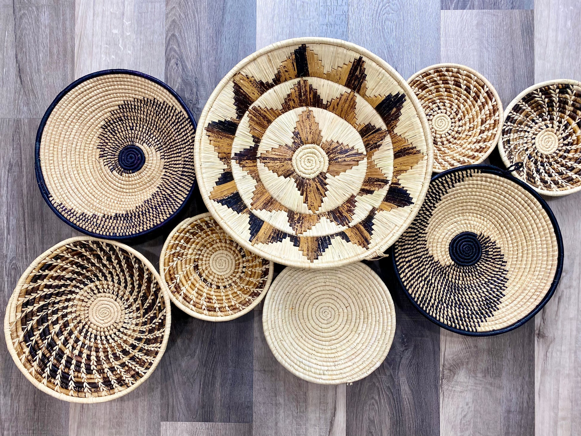 Moon’s Set of 8 African Baskets 7.5”-16” Wall Baskets Set, Wall hanging decor, African wall basket, Boho wall art 2