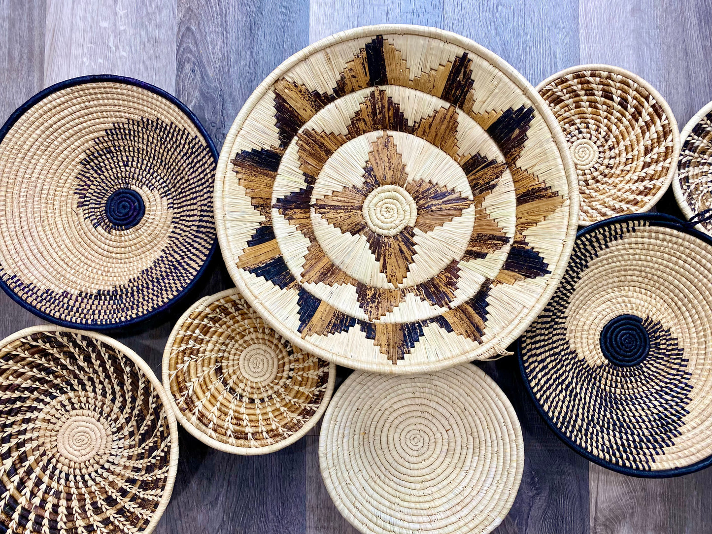 Moon’s Set of 8 African Baskets 7.5”-16” Wall Baskets Set, Wall hanging decor, African wall basket, Boho wall art 3