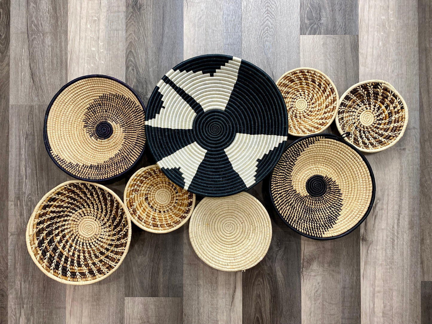 Moon’s Set of 8 African Baskets 7.5”-16” Wall Baskets Set, Wall hanging decor, African wall basket, Boho wall art