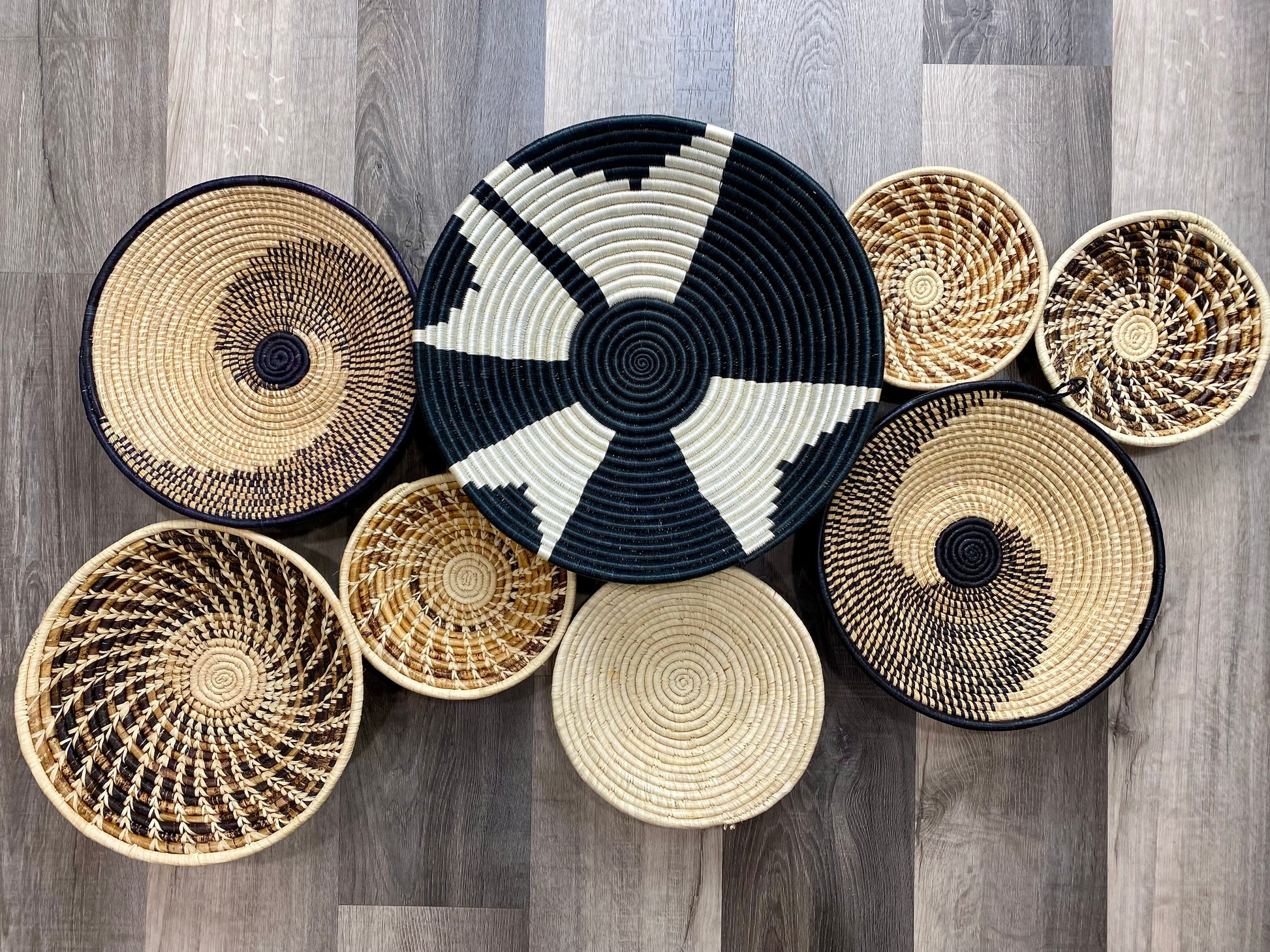 Moon’s Set of 8 African Baskets 7.5”-16” Wall Baskets Set, Wall hanging decor, African wall basket, Boho wall art 1