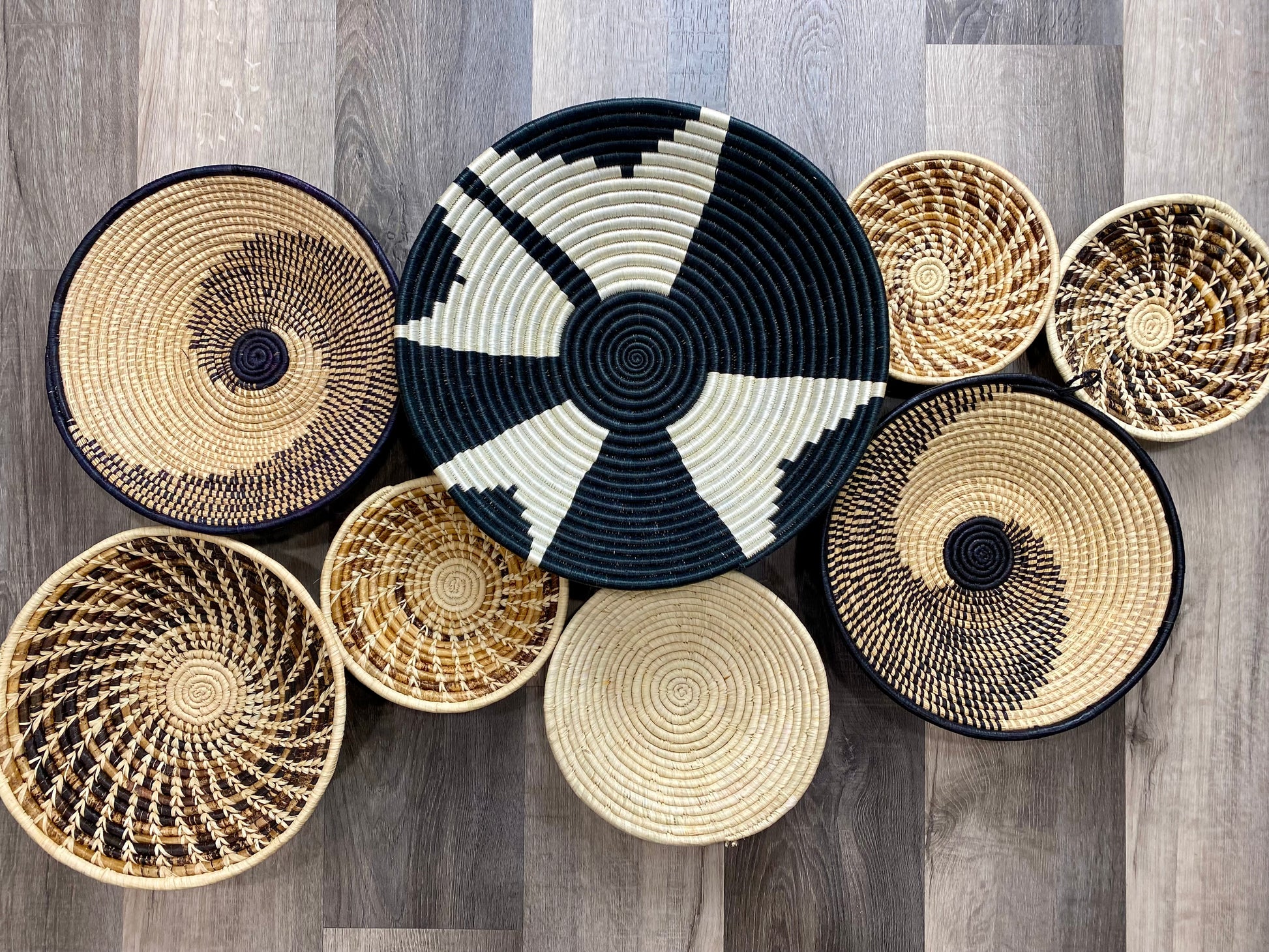 Moon’s Set of 8 African Baskets 7.5”-16” Wall Baskets Set, Wall hanging decor, African wall basket, Boho wall art 2