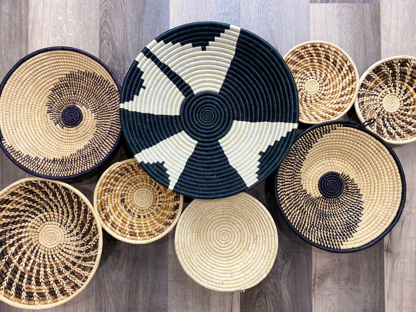 Moon’s Set of 8 African Baskets 7.5”-16” Wall Baskets Set, Wall hanging decor, African wall basket, Boho wall art 3