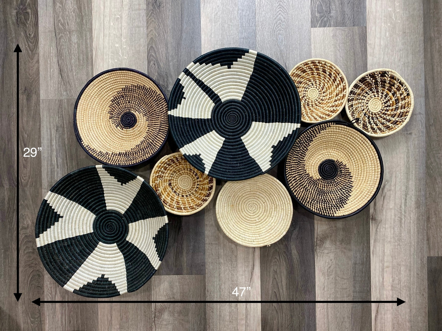 Moon’s Set of 8 African Baskets 7.5”-16” Wall Baskets Set, Wall hanging decor, African wall basket, Boho wall art 1