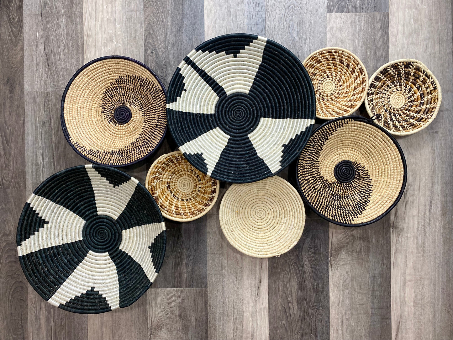 Moon’s Set of 8 African Baskets 7.5”-16” Wall Baskets Set, Wall hanging decor, African wall basket, Boho wall art 2