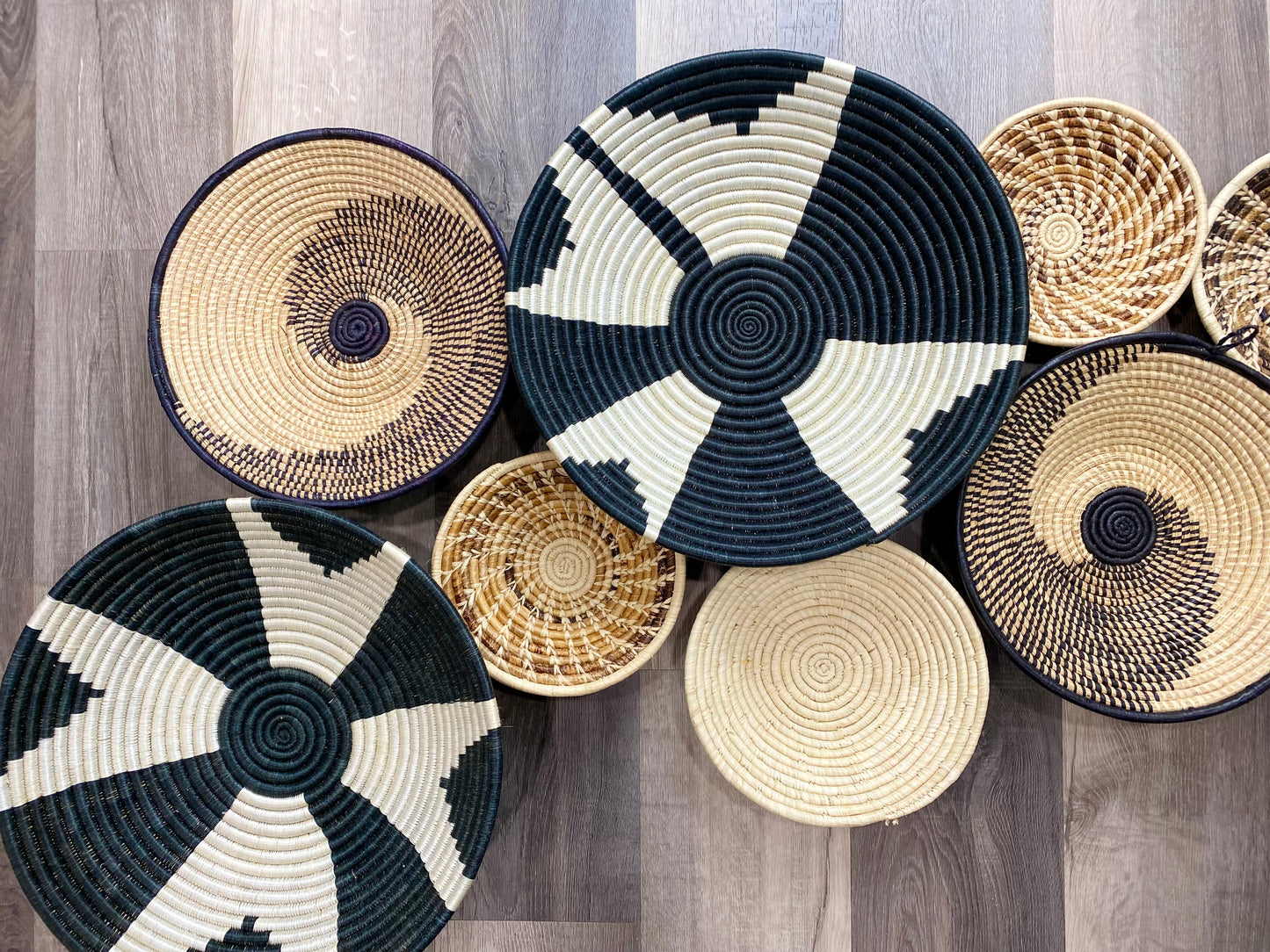 Moon’s Set of 8 African Baskets 7.5”-16” Wall Baskets Set, Wall hanging decor, African wall basket, Boho wall art 3