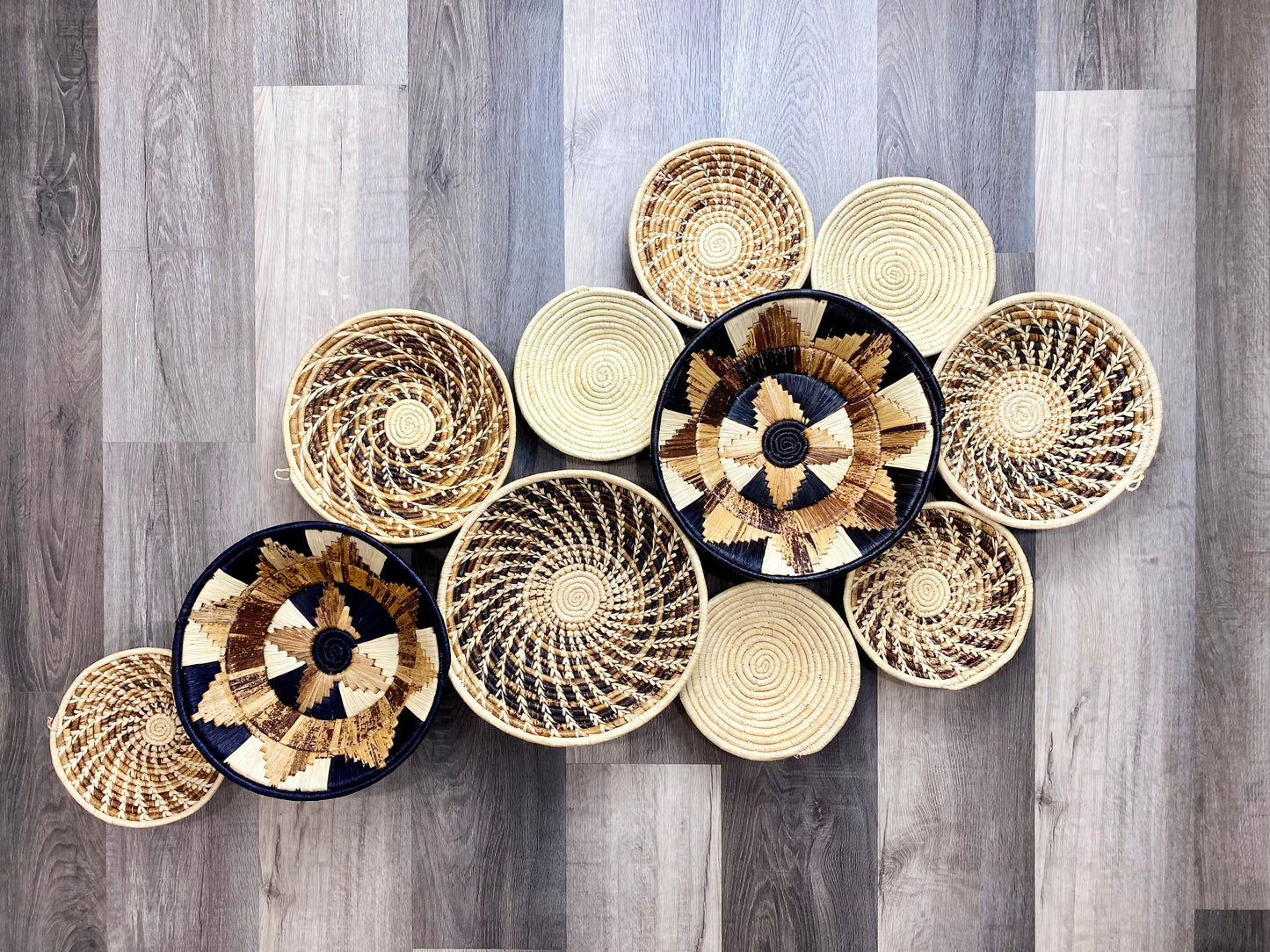 Moon’s Set of 11 African Baskets 7.5”-12” Wall Baskets Set, Wall hanging decor, African wall basket, Boho wall art 1