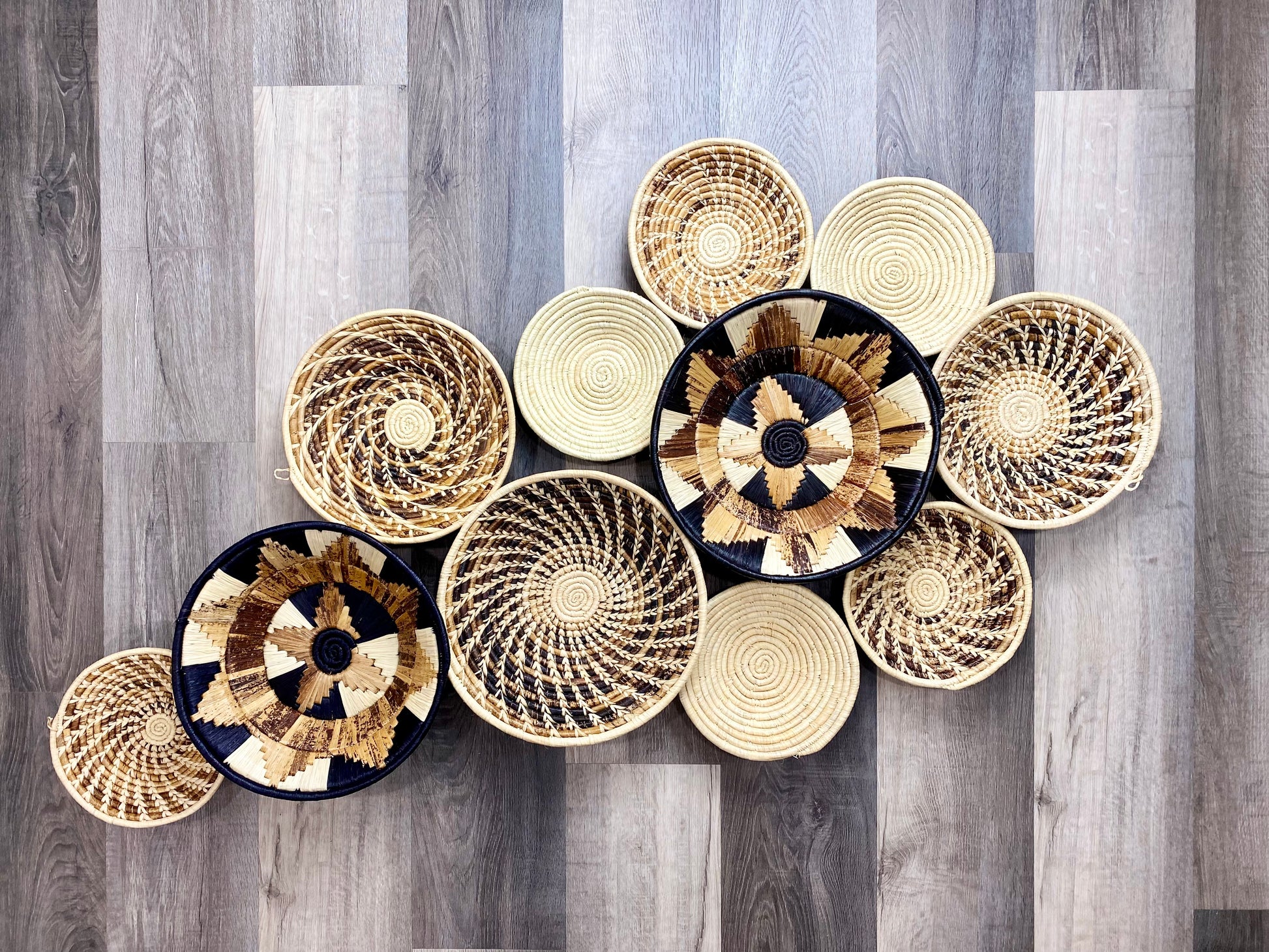 Moon’s Set of 11 African Baskets 7.5”-12” Wall Baskets Set, Wall hanging decor, African wall basket, Boho wall art 1