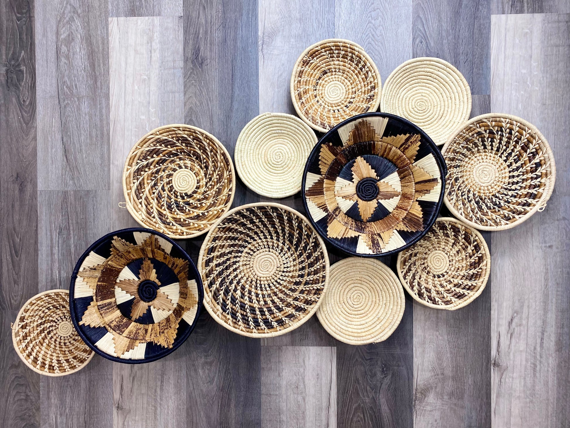 Moon’s Set of 11 African Baskets 7.5”-12” Wall Baskets Set, Wall hanging decor, African wall basket, Boho wall art 2