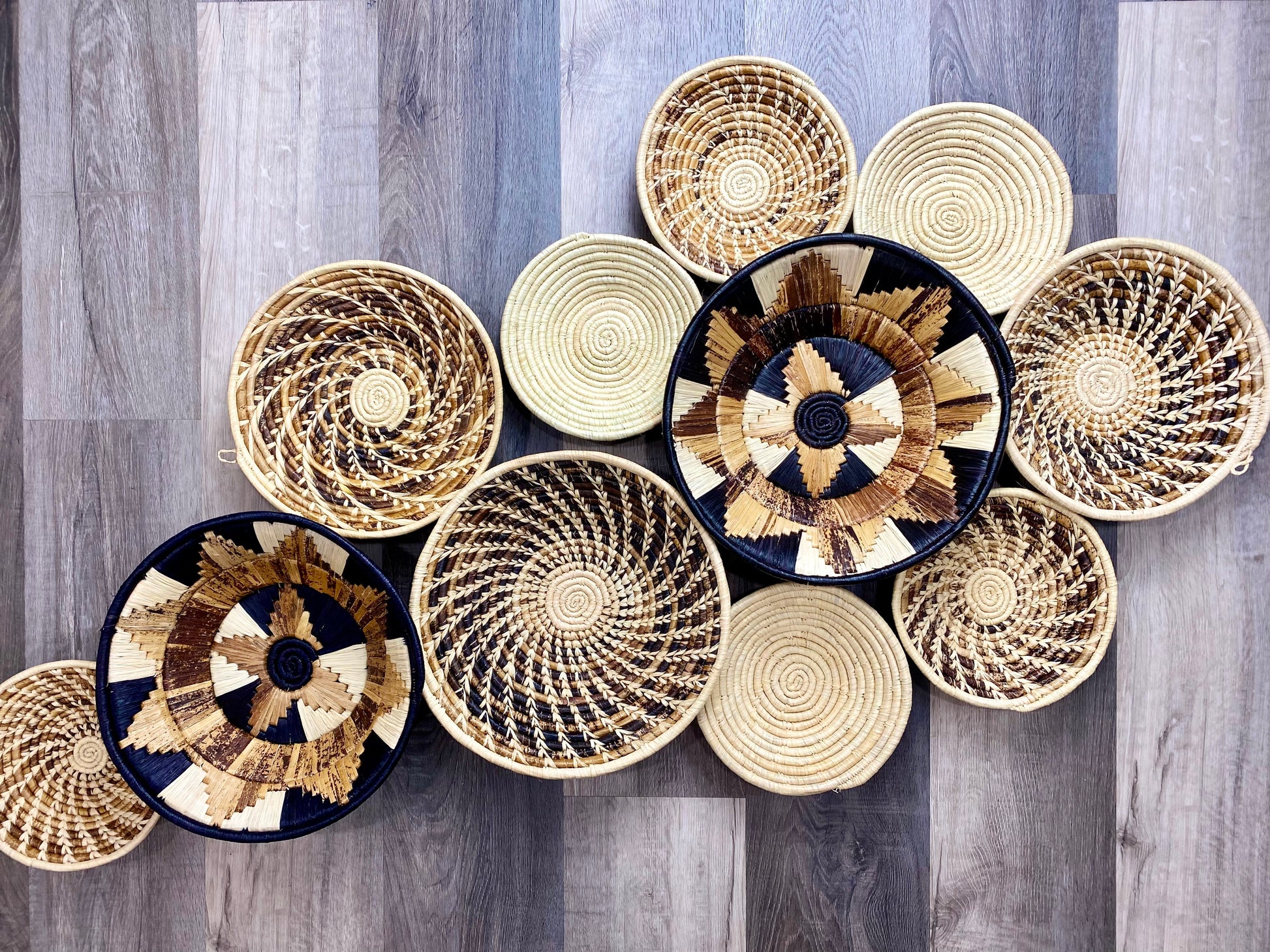 Moon’s Set of 11 African Baskets 7.5”-12” Wall Baskets Set, Wall hanging decor, African wall basket, Boho wall art 3