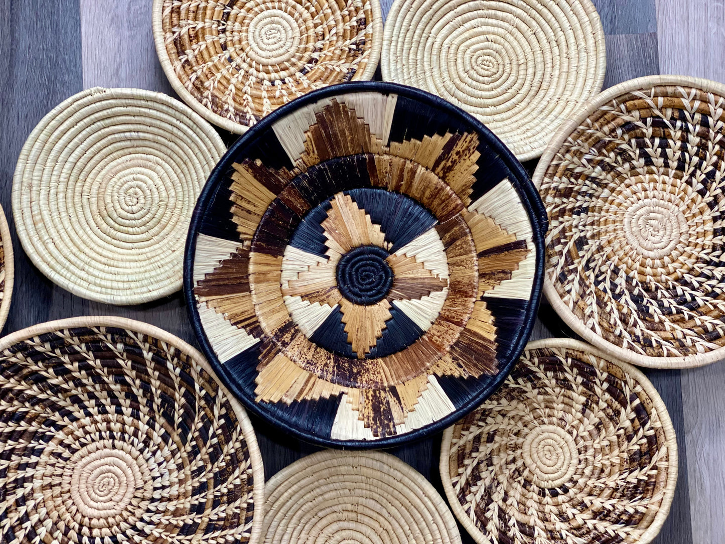 Moon’s Set of 11 African Baskets 7.5”-12” Wall Baskets Set, Wall hanging decor, African wall basket, Boho wall art 4