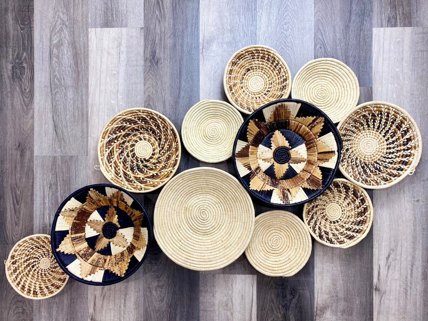 Moon’s Set of 11 African Baskets 7.5”-12” Wall Baskets Set, Wall hanging decor, African wall basket, Boho wall art 1