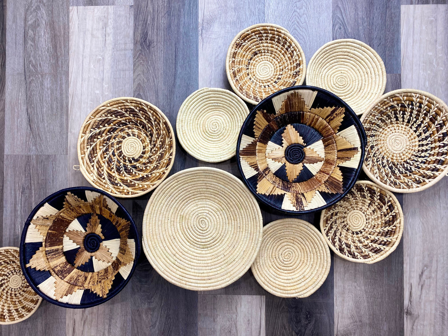 Moon’s Set of 11 African Baskets 7.5”-12” Wall Baskets Set, Wall hanging decor, African wall basket, Boho wall art 2