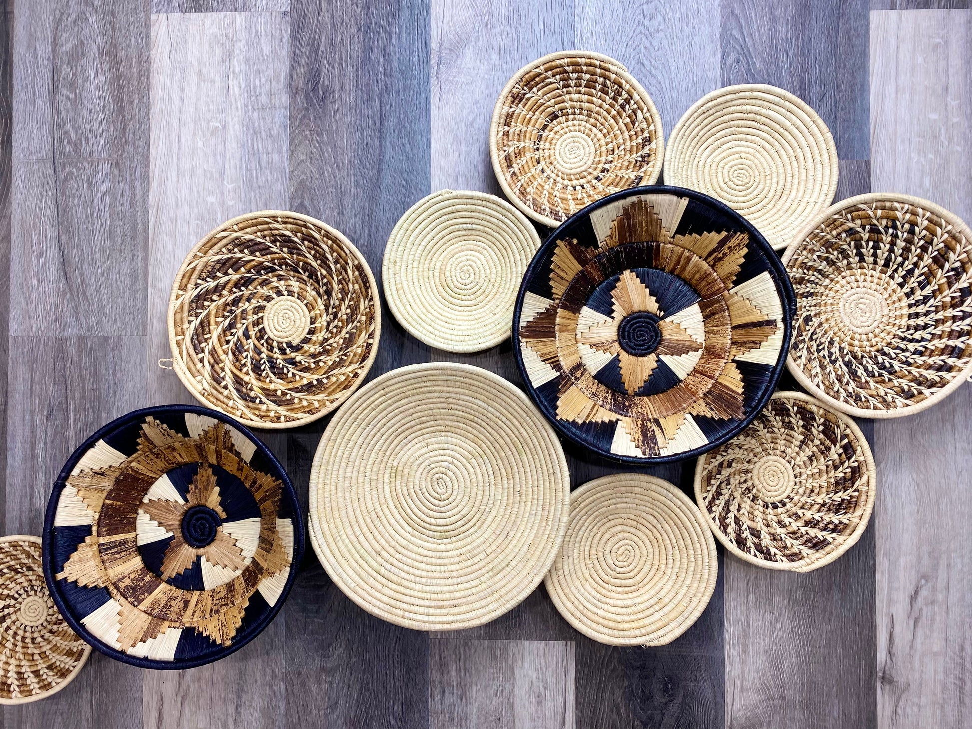 Moon’s Set of 11 African Baskets 7.5”-12” Wall Baskets Set, Wall hanging decor, African wall basket, Boho wall art 2