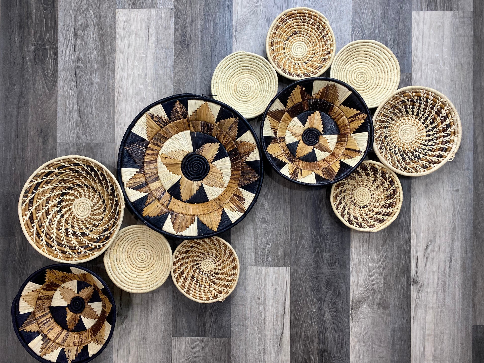 Moon’s Assorted Set of 11 African Baskets 7.5”-12” Wall Baskets Set, Wall hanging decor, African wall basket, Boho wall art 3