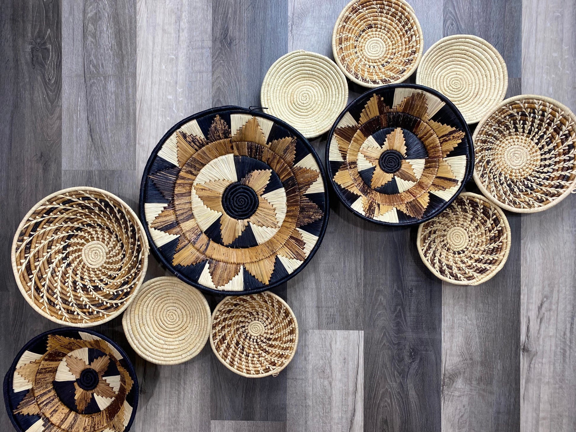 Moon’s Unique Set of 11 African Baskets 7.5”-16” Wall Baskets Set, Wall hanging decor, African wall basket, Boho wall art 1