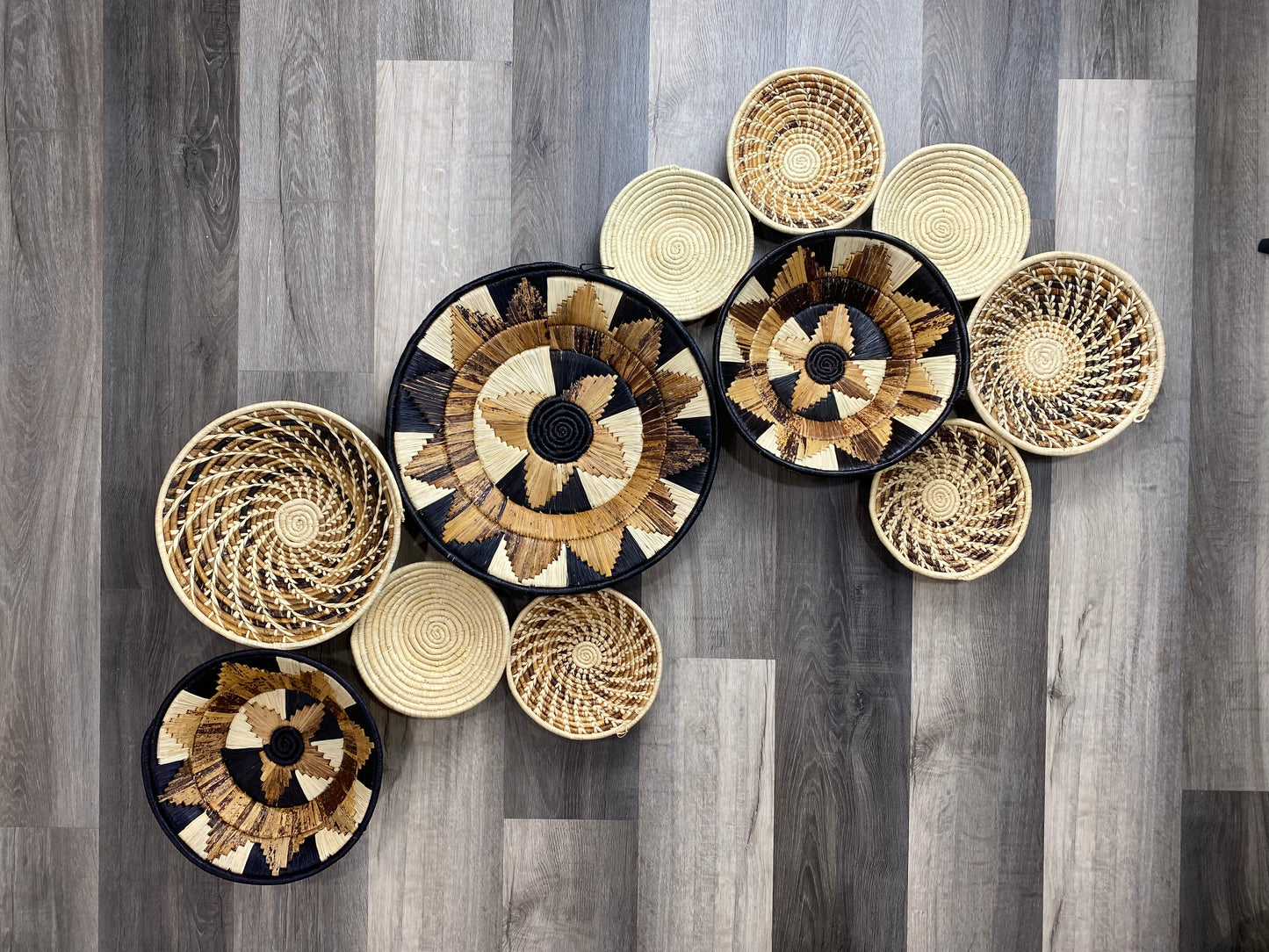 Moon’s Unique Set of 11 African Baskets 7.5”-16” Wall Baskets Set, Wall hanging decor, African wall basket, Boho wall art 2