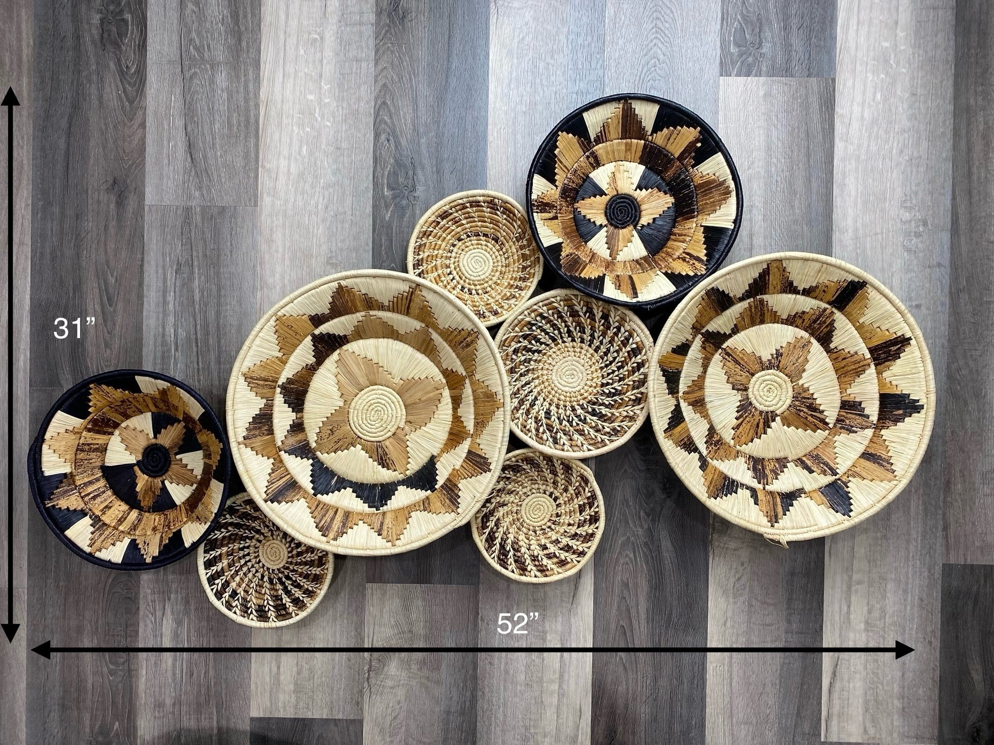 Moon’s Set of 8 African Baskets 7.5”-16” Wall Baskets Set, Wall hanging decor, African wall basket, Boho wall art 1