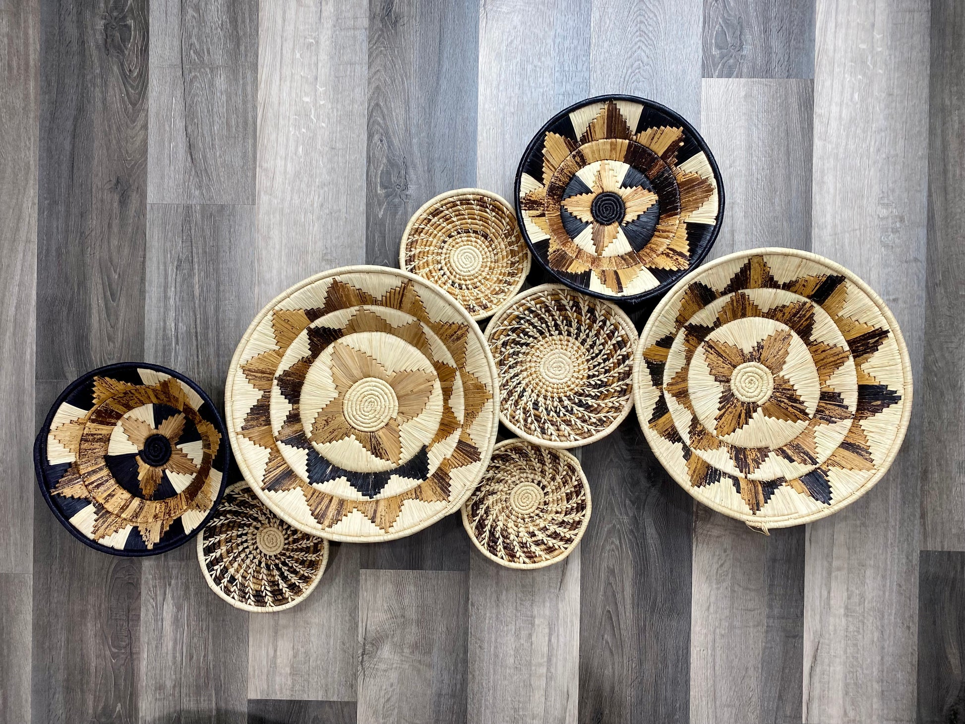 Moon’s Set of 8 African Baskets 7.5”-16” Wall Baskets Set, Wall hanging decor, African wall basket, Boho wall art