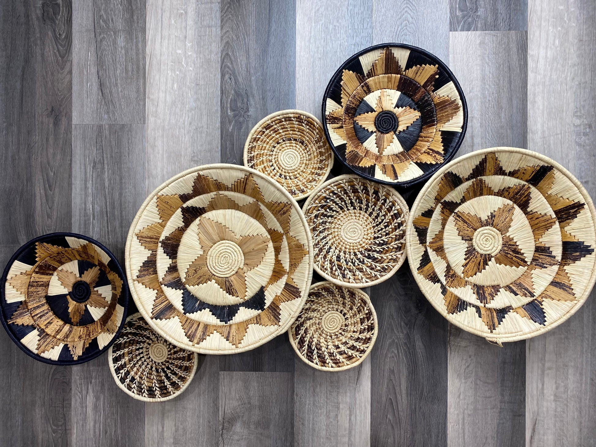 Moon’s Set of 8 African Baskets 7.5”-16” Wall Baskets Set, Wall hanging decor, African wall basket, Boho wall art 2