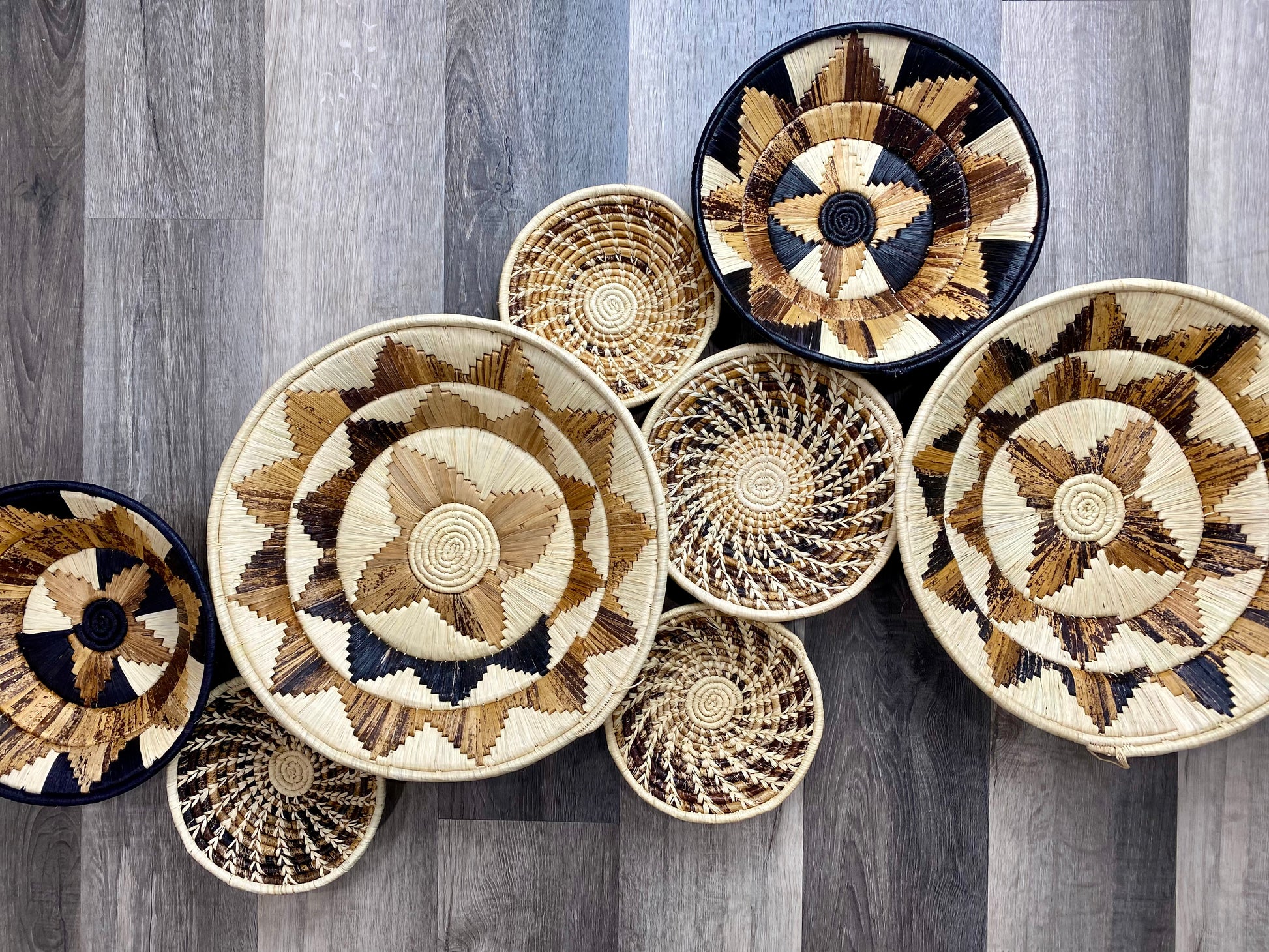 Moon’s Set of 8 African Baskets 7.5”-16” Wall Baskets Set, Wall hanging decor, African wall basket, Boho wall art 3