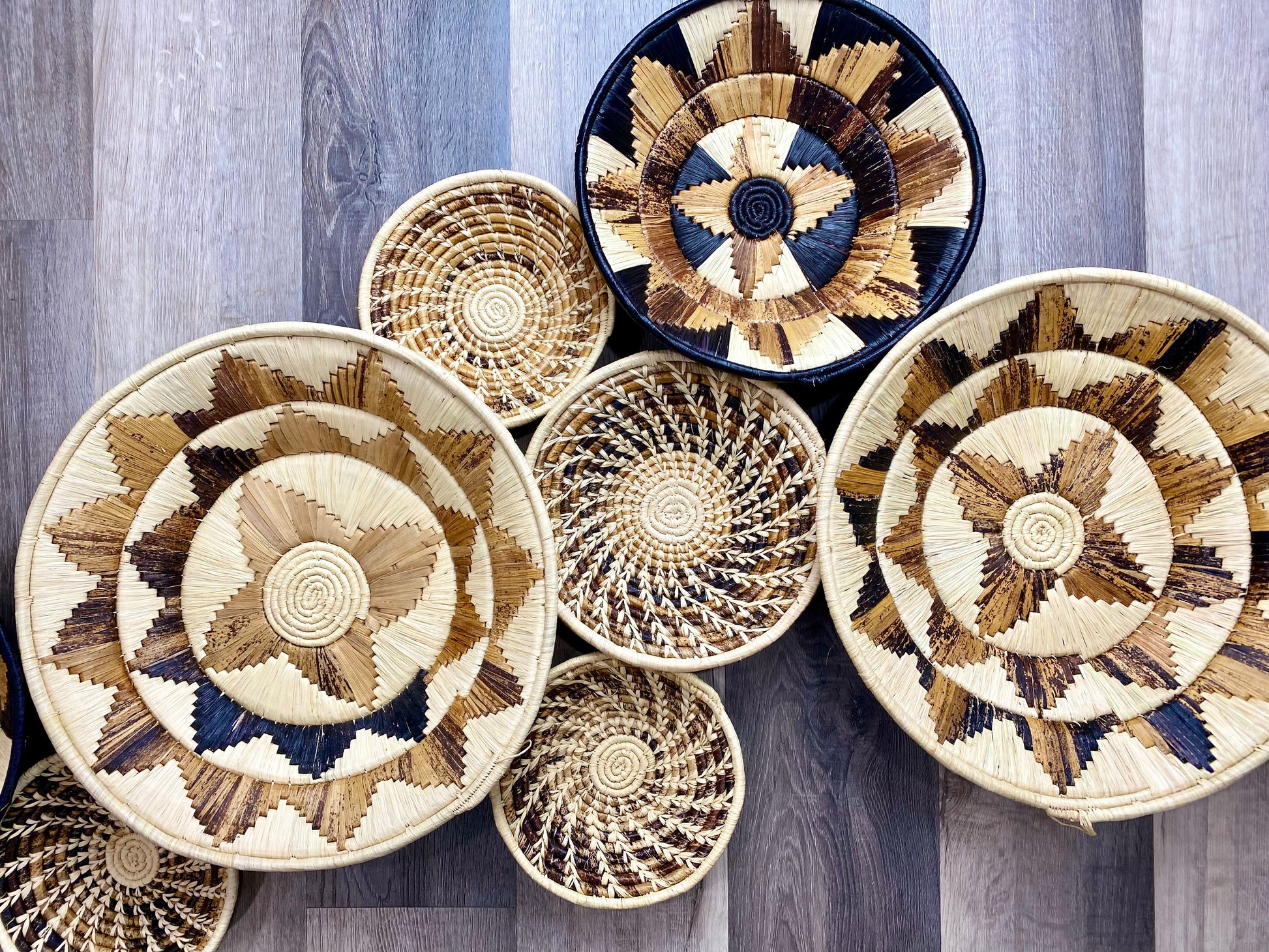 Moon’s Set of 8 African Baskets 7.5”-16” Wall Baskets Set, Wall hanging decor, African wall basket, Boho wall art 4