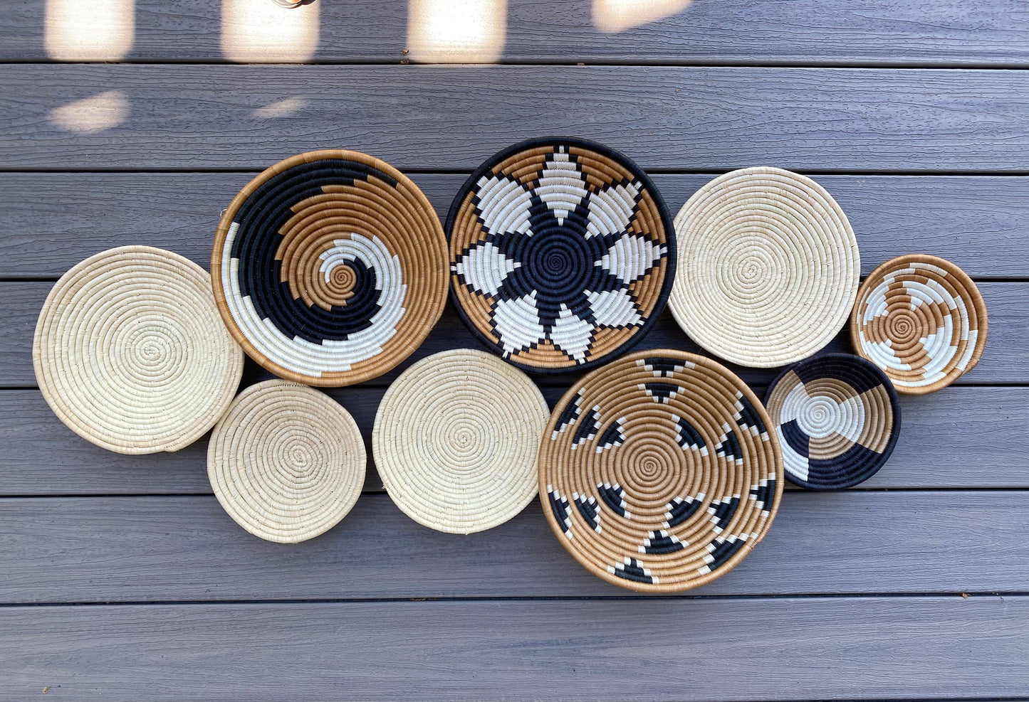 Moon’s Unique Set of 9 African Baskets 7.5”-12” Wall Baskets Set, Wall hanging decor, African wall basket, Boho wall art 078 1