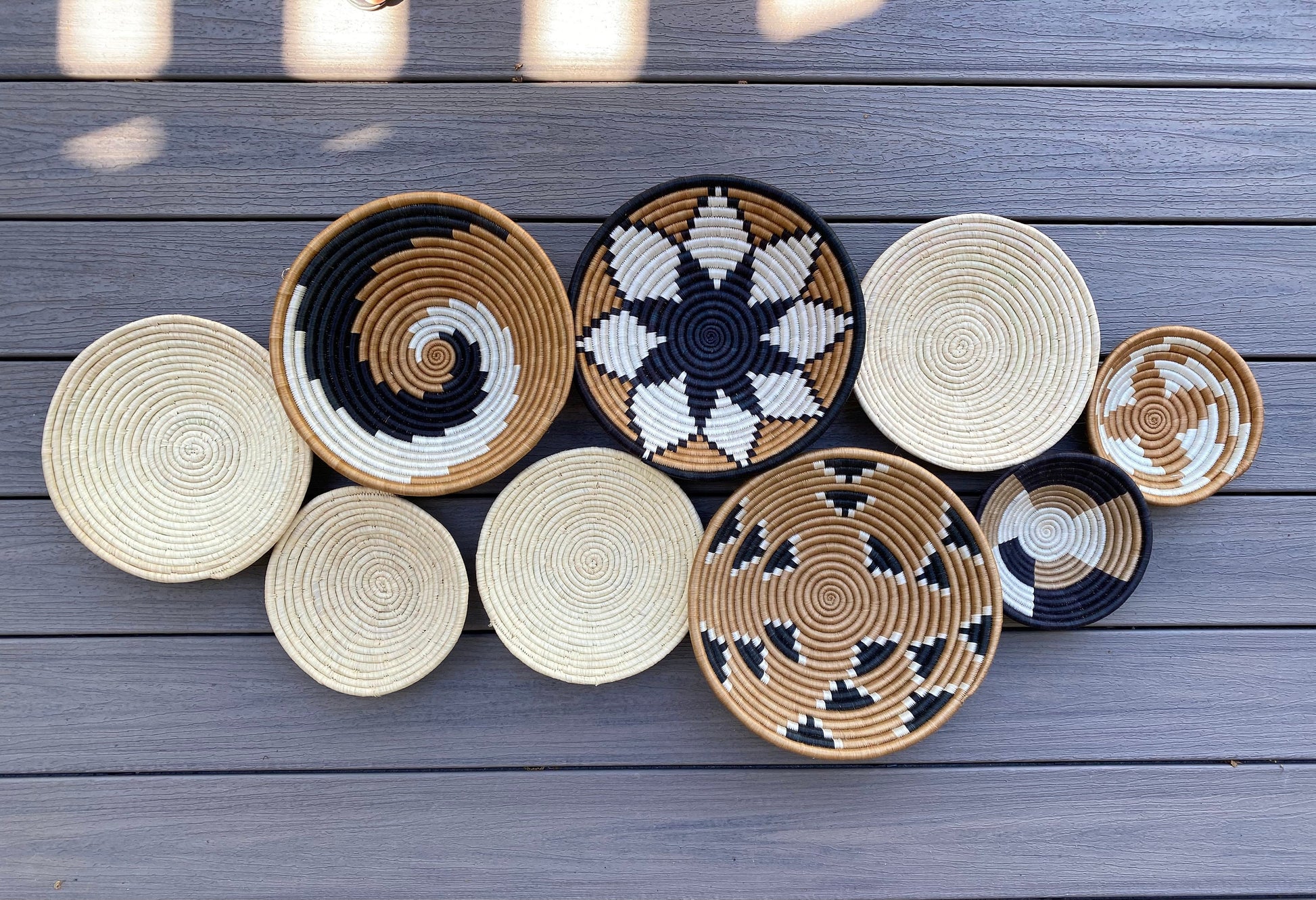 Moon’s Unique Set of 9 African Baskets 7.5”-12” Wall Baskets Set, Wall hanging decor, African wall basket, Boho wall art 078 1