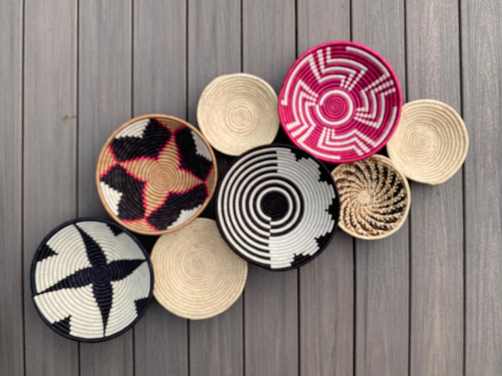 Moon’s Assorted Set of 8 African Baskets 7.5”-12” Wall Baskets Set, Wall hanging decor, African wall basket, Boho wall art 066 2