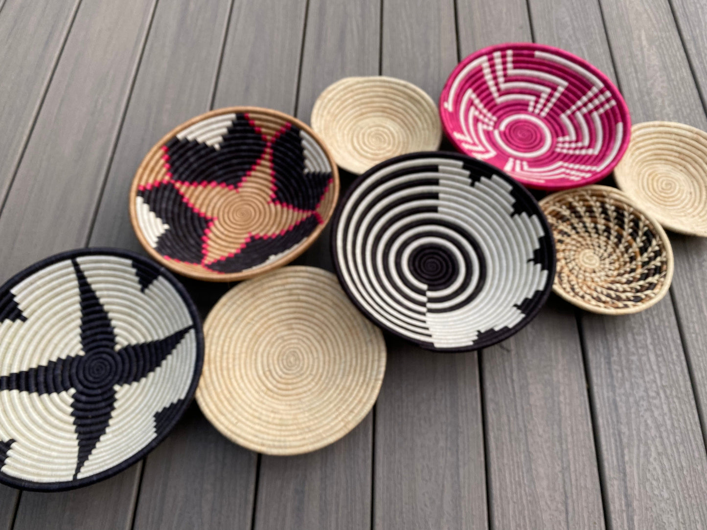 Moon’s Assorted Set of 8 African Baskets 7.5”-12” Wall Baskets Set, Wall hanging decor, African wall basket, Boho wall art 066 3