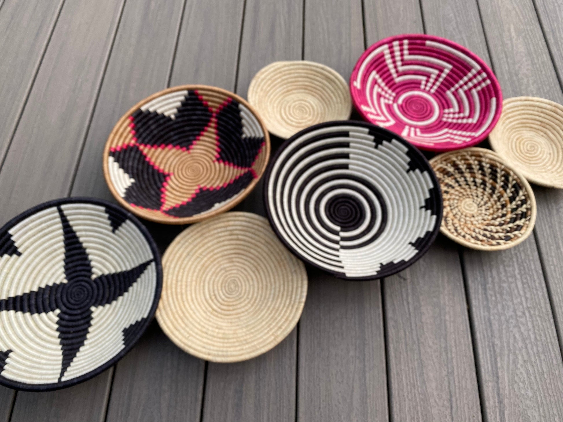 Moon’s Assorted Set of 8 African Baskets 7.5”-12” Wall Baskets Set, Wall hanging decor, African wall basket, Boho wall art 066 3