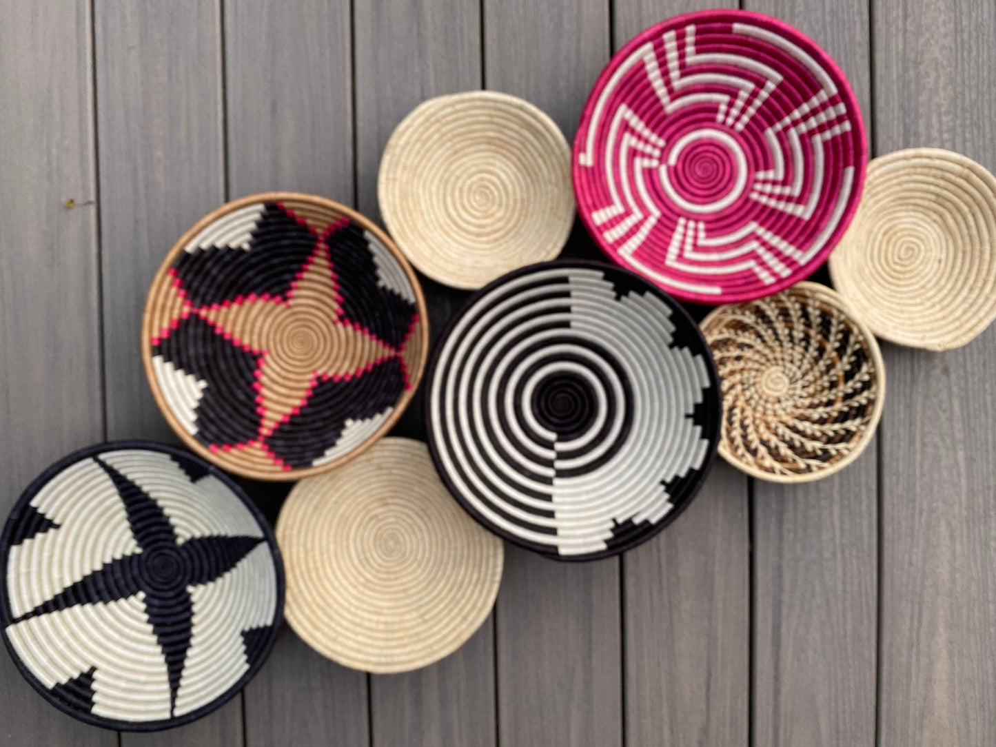 Moon’s Assorted Set of 8 African Baskets 7.5”-12” Wall Baskets Set, Wall hanging decor, African wall basket, Boho wall art 066 1