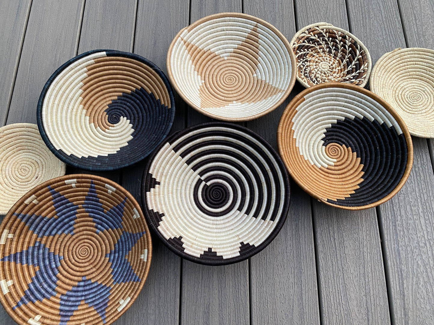 Moon’s Assorted Set of 8 African Baskets 7.5”-12” Wall Baskets Set, Wall hanging decor, African wall basket, Boho wall art 065 2